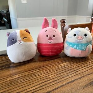 Squishmallows Plush Toy Trio - Pink, Orange, Blue